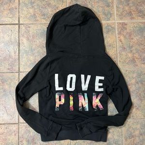 victoria’s secret pink | size small black zip up sweatshirt